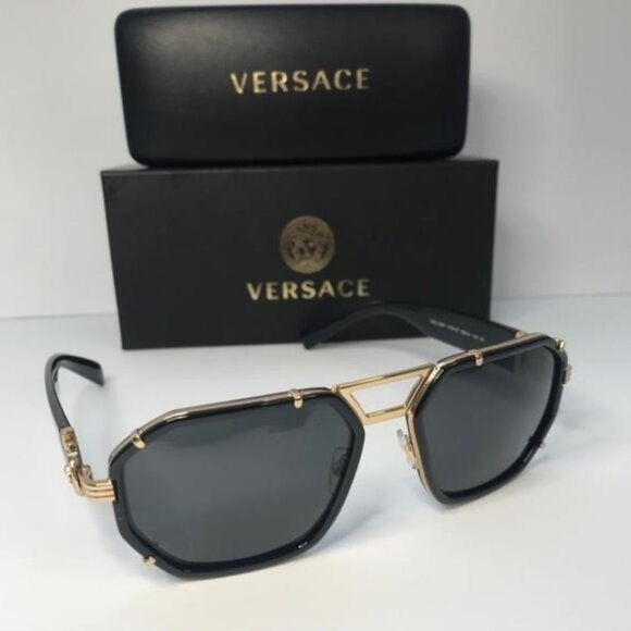 - New - 💯 Original VERSACE VE2228 100287 Dark Gray Irregular Men's Sunglas - Picture 9 of 14